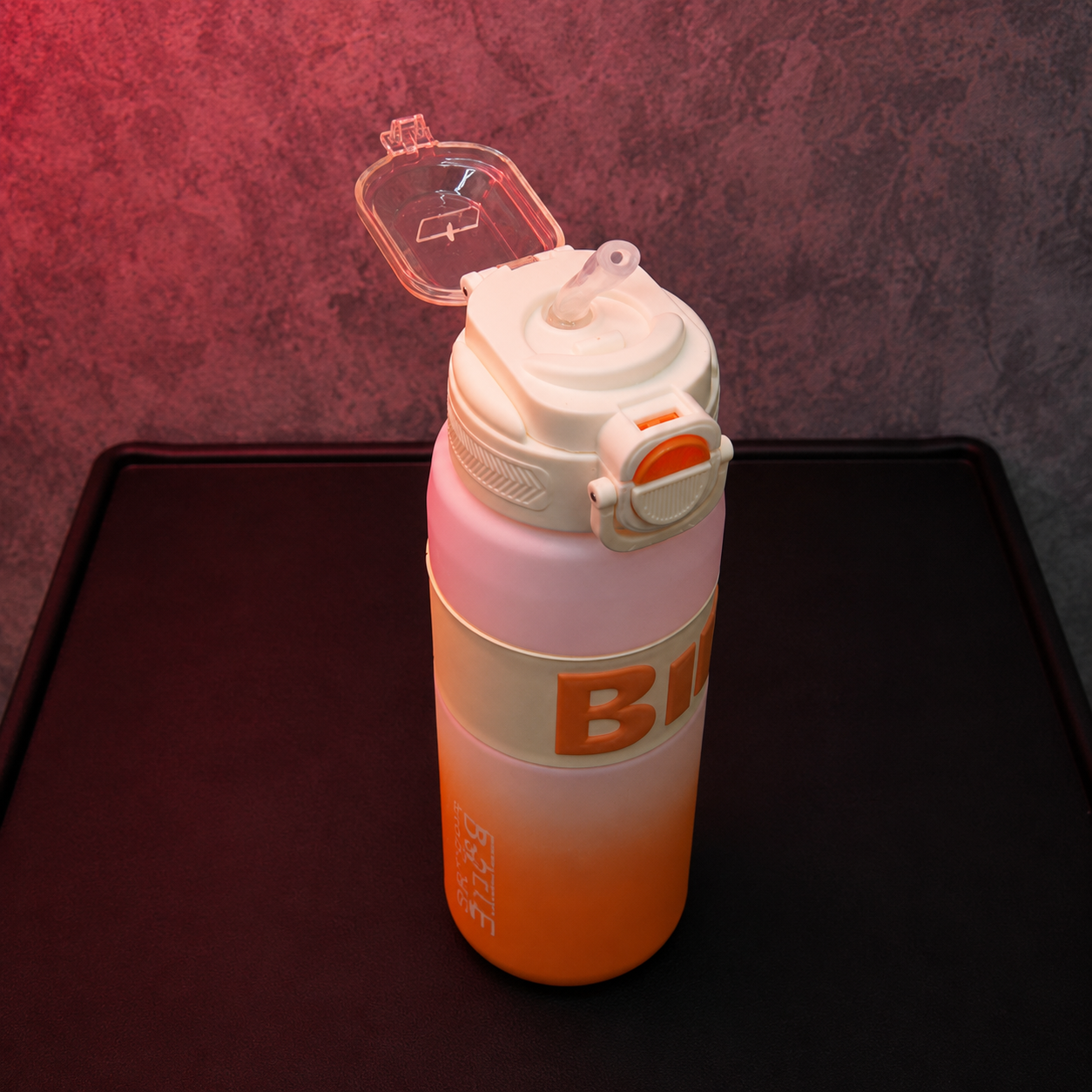 SportSip Kids Water Bottle featuring flip-open straw lid, secure drinking spout and child-friendly sports bottle design.