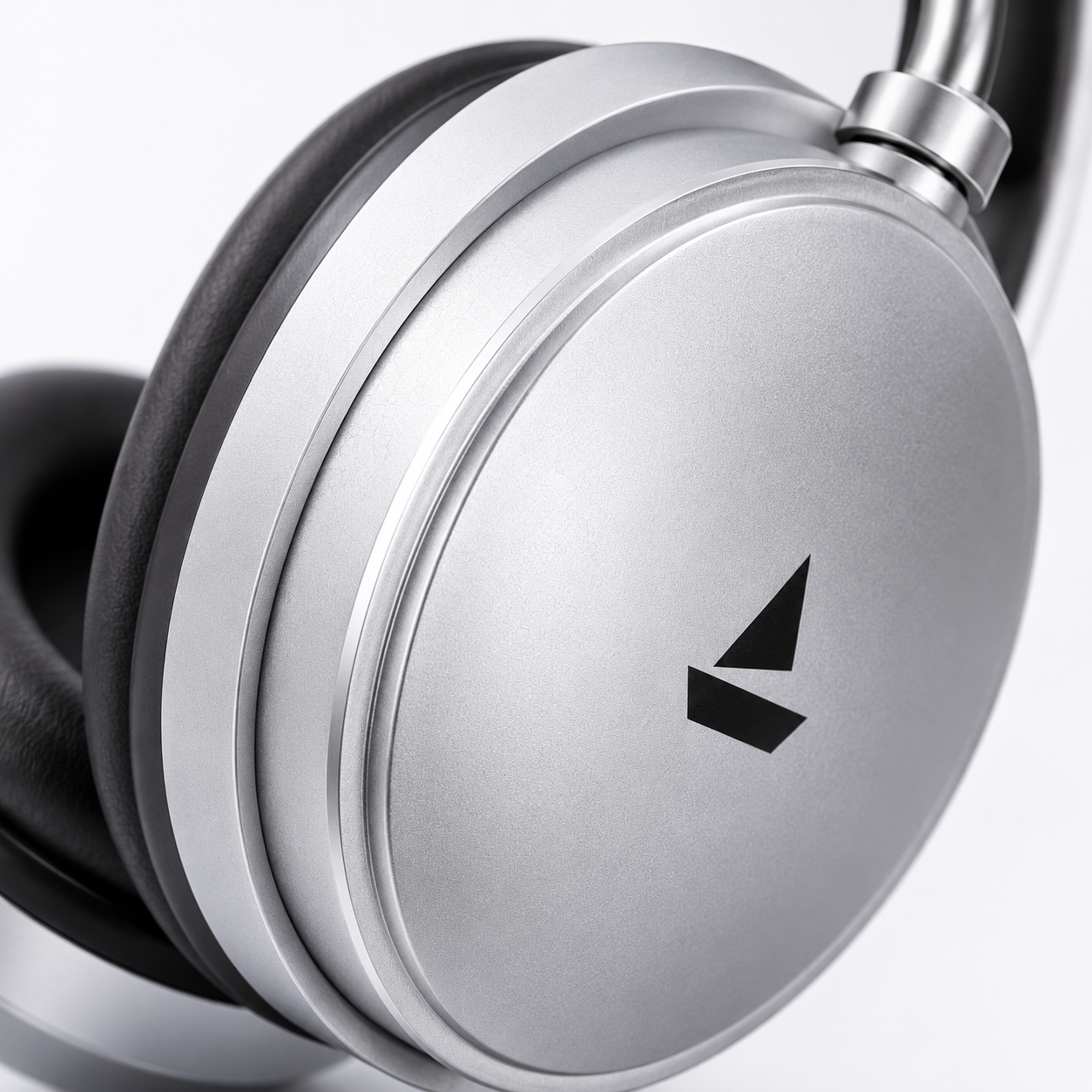 Close-up of premium wireless over-ear headphones showcasing tactile volume controls, play/pause button, mode button, built-in microphone, USB Type-C charging port, TF memory card slot, AUX audio jack, and LED indicator.