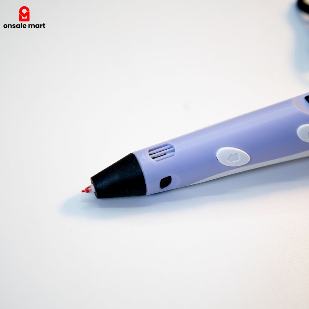 Close-up of 3D pen nozzle with ventilation slots – precision tip for 3D drawing and modeling