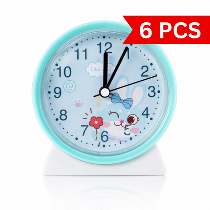 Blue bunny children's analog alarm clock with large numbers and a fun, easy-to-read design.
