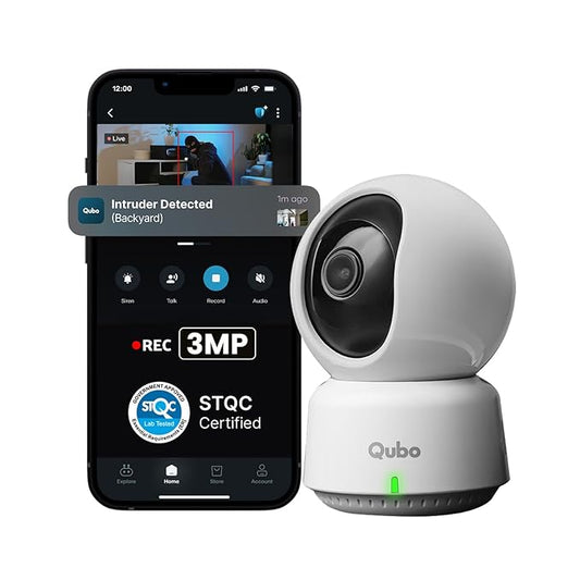 Qubo Smart 360 Camera HD WiFi Night Vision Motion Alert Camera