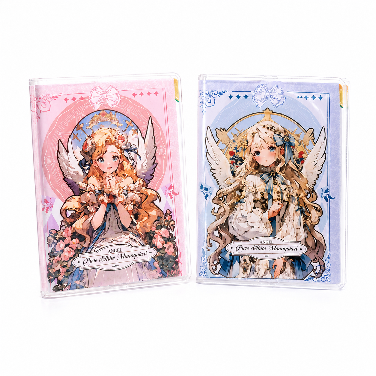 Angel Story Mini Notebook open lined journal pages with kawaii anime angel cover and transparent protective case