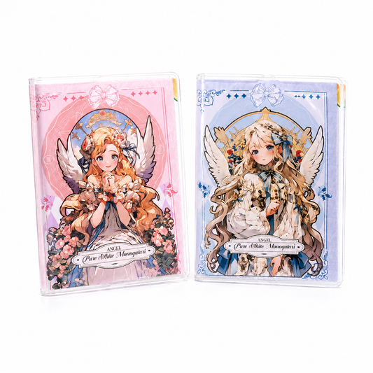 Angel Story Mini Notebook open lined journal pages with kawaii anime angel cover and transparent protective case