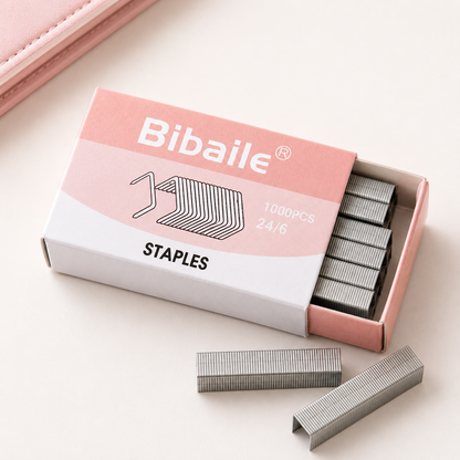 Bibaile 24/6 premium office staples box with 1000 staples, compatible with mini staplers for school, college, office paperwork and document binding