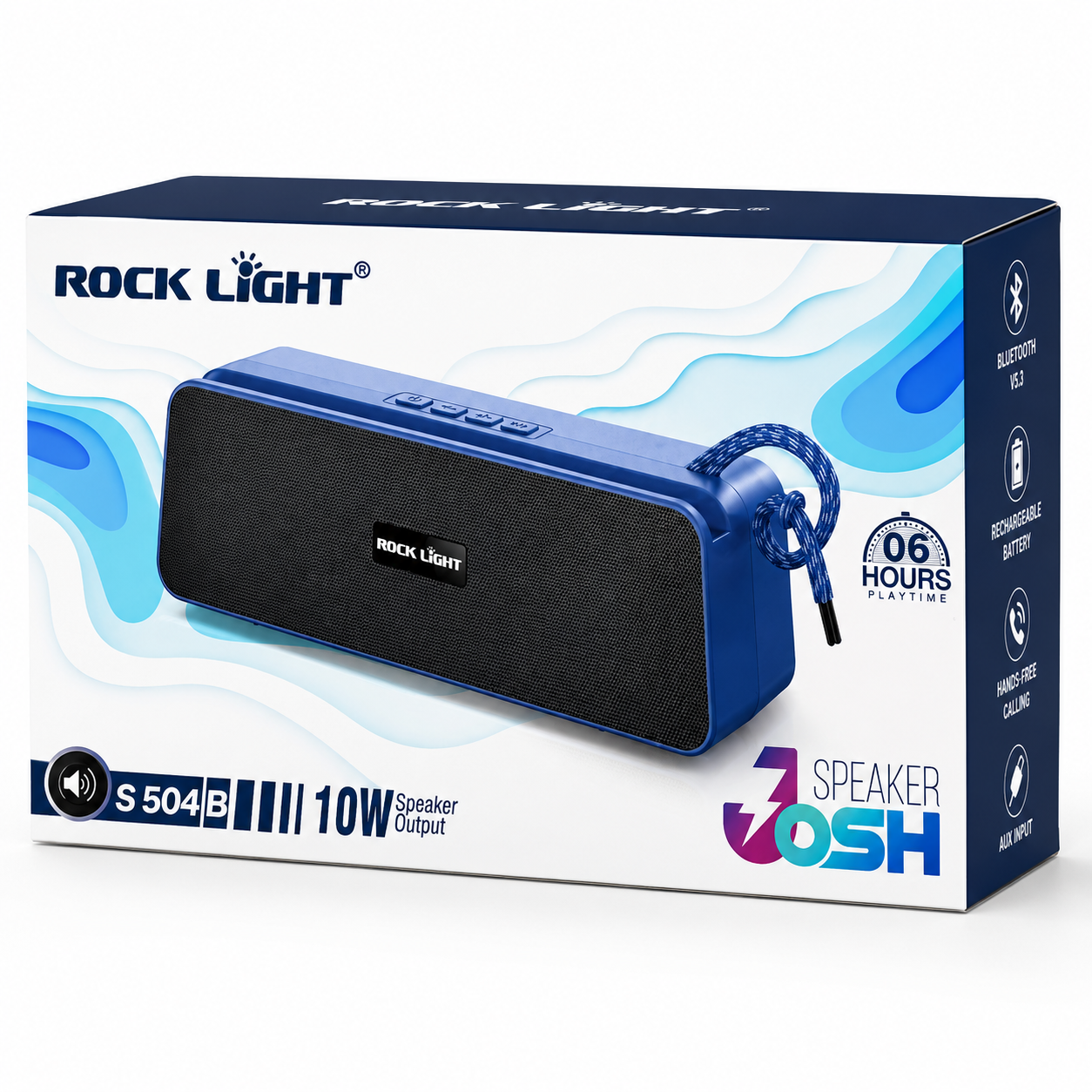 Wireless Bluetooth speaker with 10W audio output, 6-hour playtime, Bluetooth 5.2 connectivity, USB playback, TF card support, and FM radio.