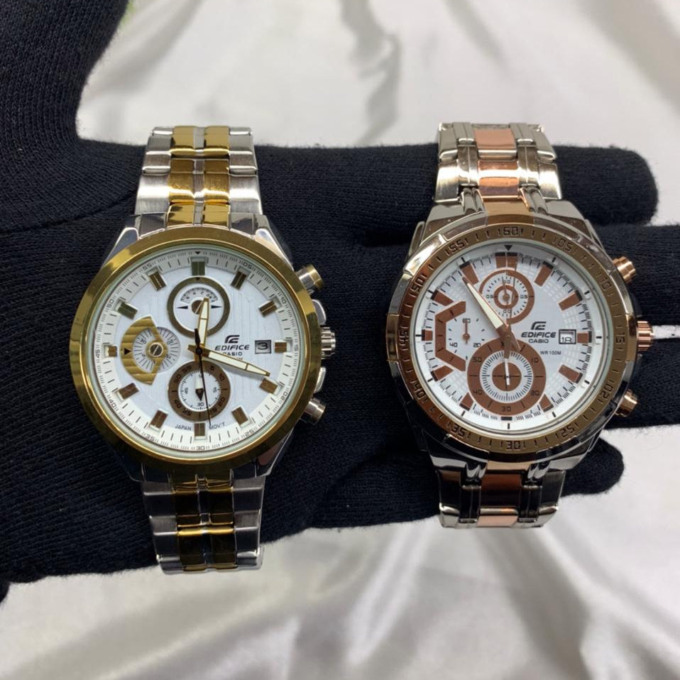 Two-Tone Chronograph Men’s Watch – Stainless Steel, White Dial, Date Display