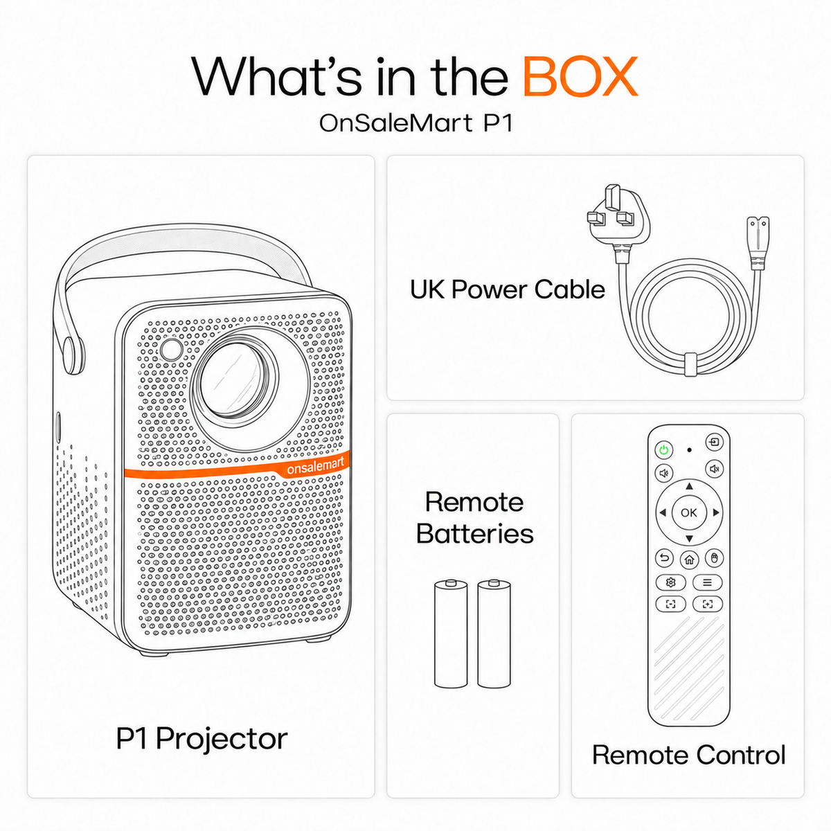 OnSaleMart P1 Smart Projector - 4K Support & Android