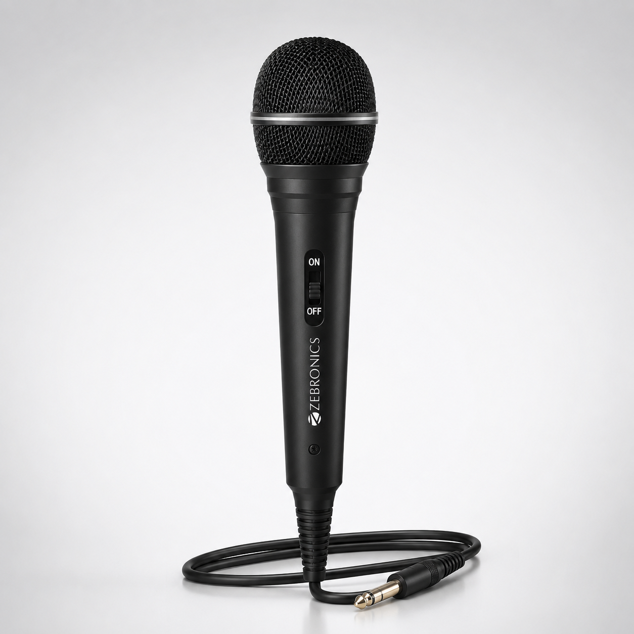 Cardioid dynamic microphone designed to focus on voice pickup while reducing background noise for clearer audio performance.