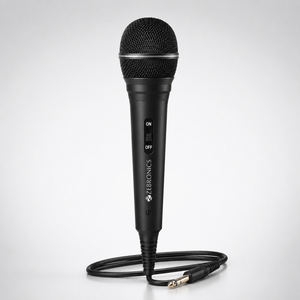 Cardioid dynamic microphone designed to focus on voice pickup while reducing background noise for clearer audio performance.