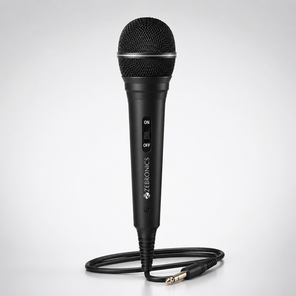 Cardioid dynamic microphone designed to focus on voice pickup while reducing background noise for clearer audio performance.