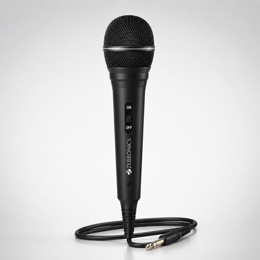 Cardioid dynamic microphone designed to focus on voice pickup while reducing background noise for clearer audio performance.