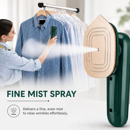 Compact Dry Iron with Mist Spray delivering fine mist for easy wrinkle removal on shirts and delicate fabrics
