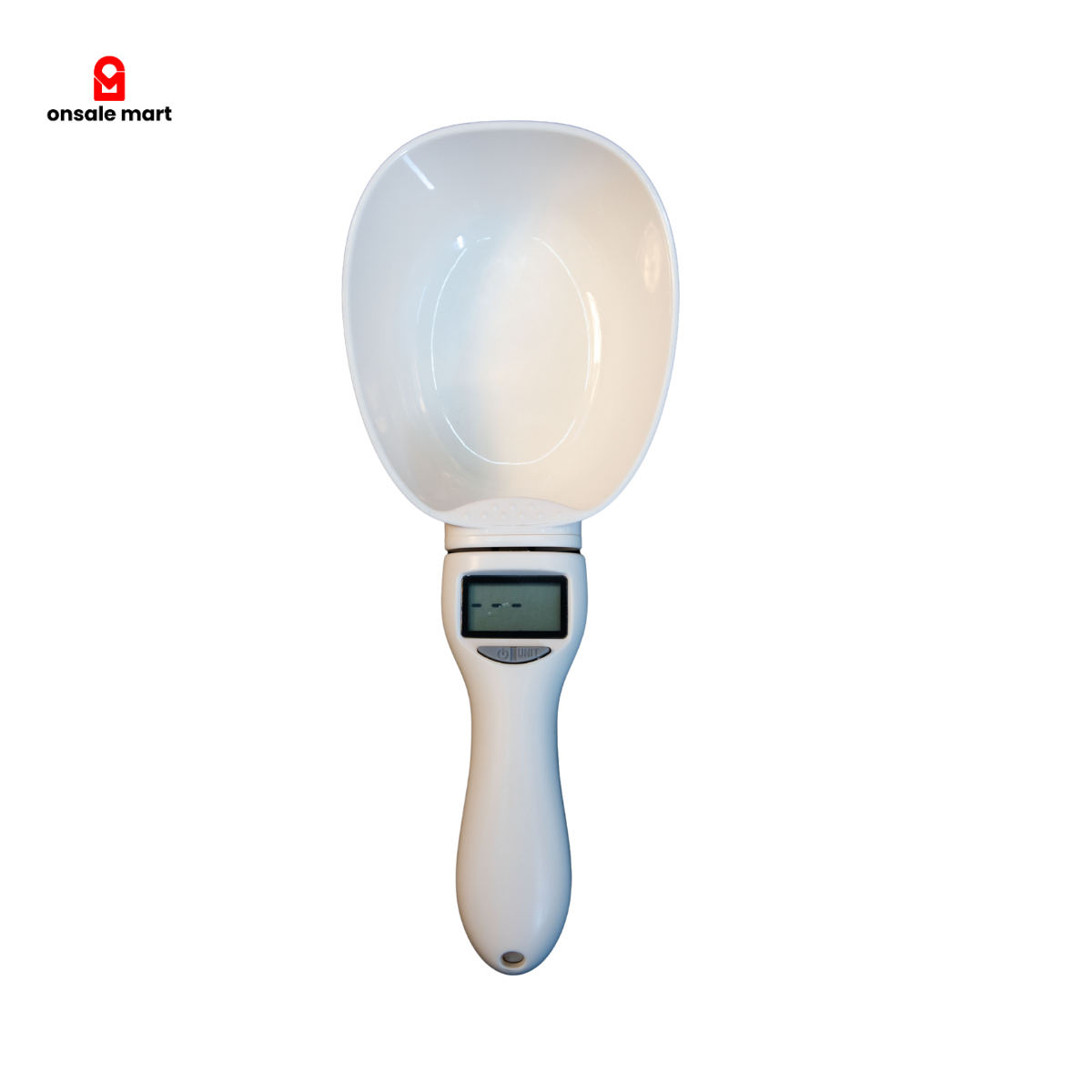 Electronic measuring spoon scale showing digital weight display.