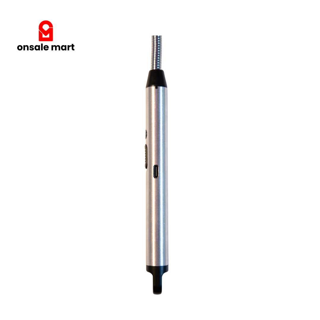 Electric arc BBQ lighter side view with power button and charging port.