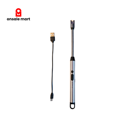 USB rechargeable arc BBQ lighter with charging cable.
