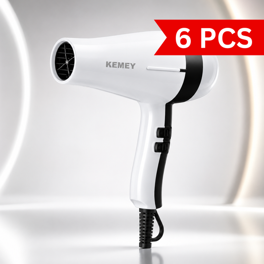 High-speed negative ion hair dryer with white and black finish, ergonomic corded design, dual control switches and focused airflow nozzle for fast everyday hair drying.