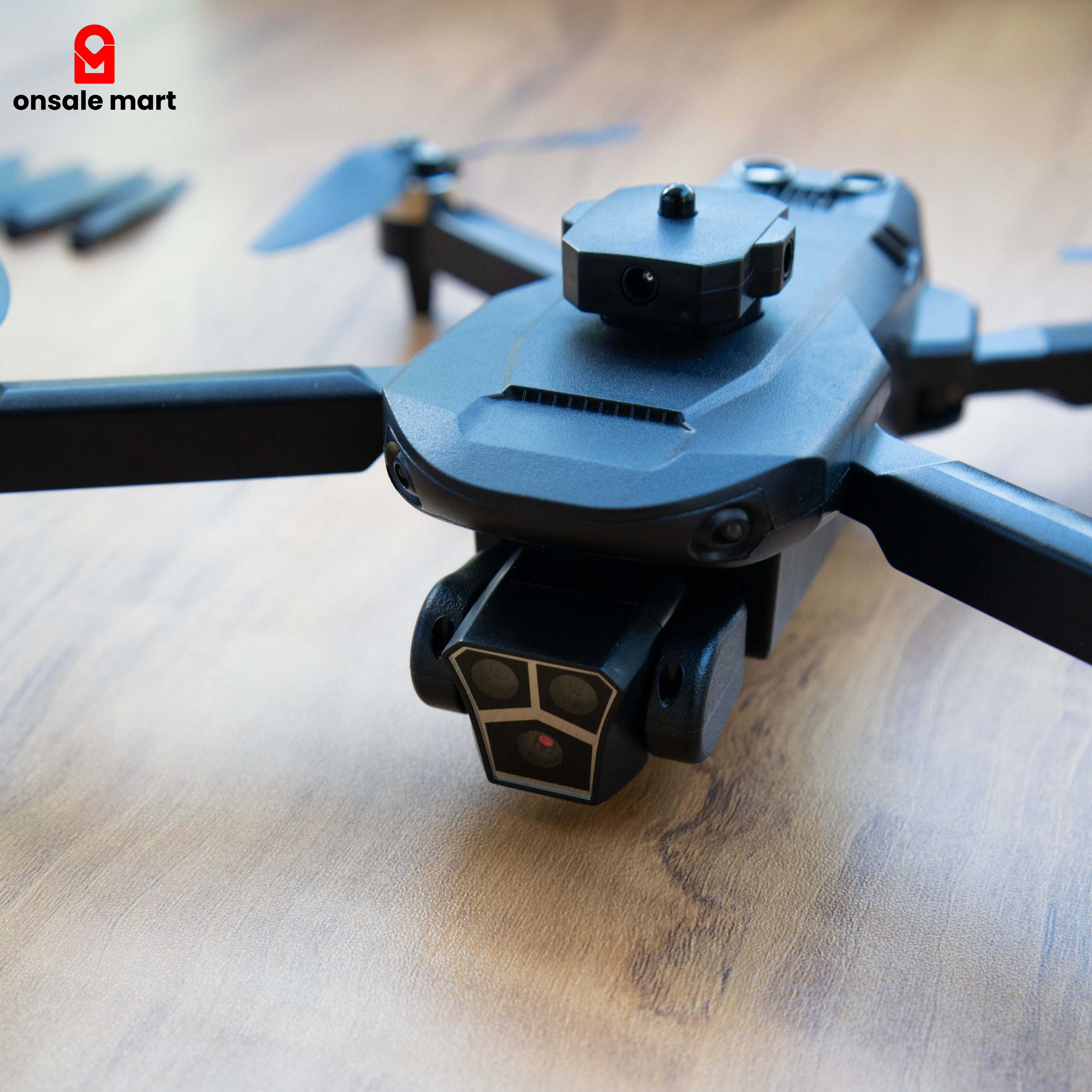 FPV X5HW dual camera drone with propellers on display.