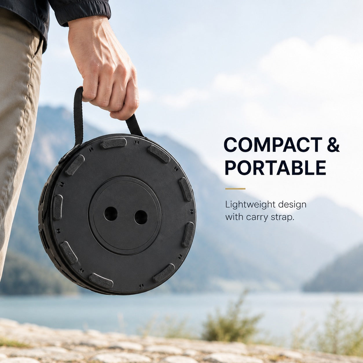 Foldable telescoping stool heavy duty camping stool with portable carry strap outdoors


