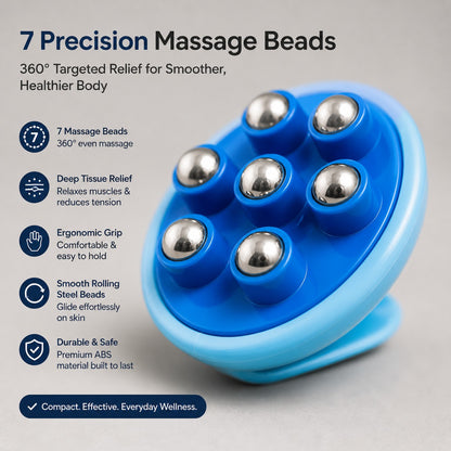 Full Body Massage Roller with 7 precision magnetic steel balls for 360 degree deep tissue massage and muscle tension relief