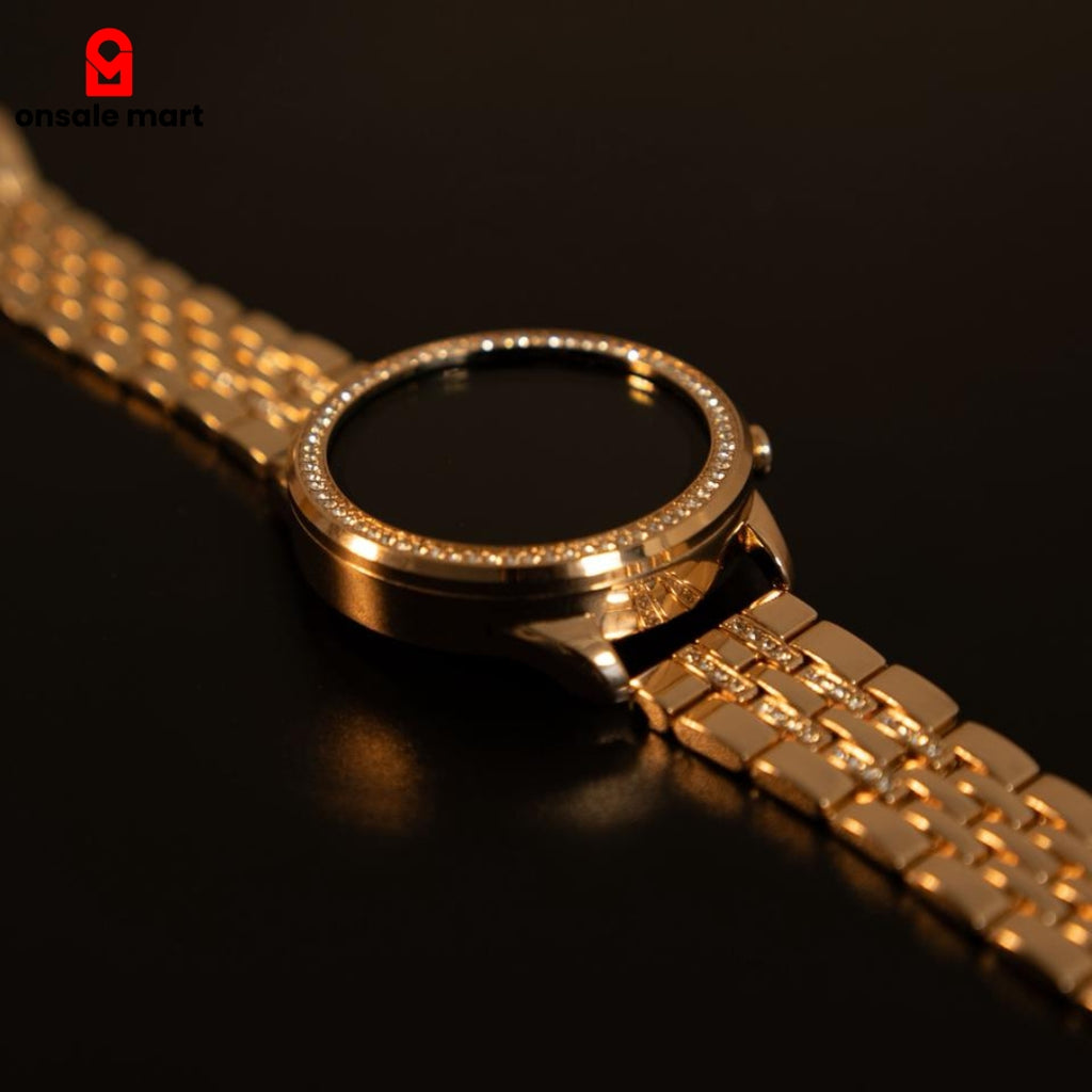Gen 9 Smart Watch with gold strap close-up.