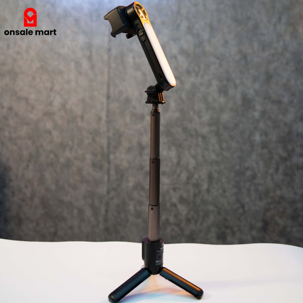 Gimbal Stabilizer Selfie Stick Tripod with extendable aluminum rod and built-in fill light – portable smartphone stand for vlogging