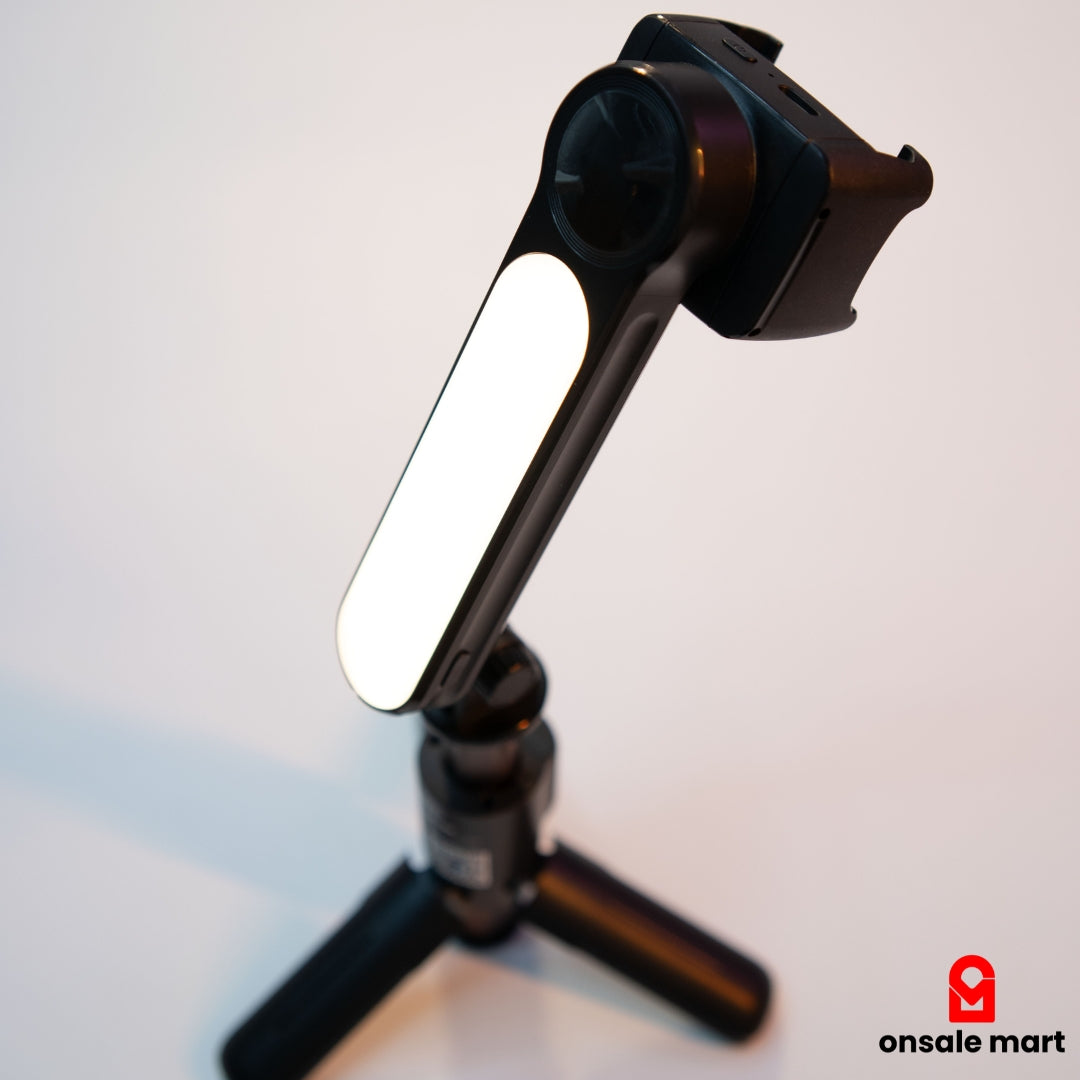 Selfie stick tripod with bright built-in fill light for videos, reels, and photography