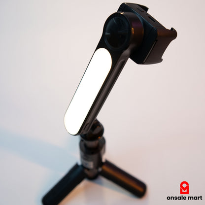 Selfie stick tripod with bright built-in fill light for videos, reels, and photography