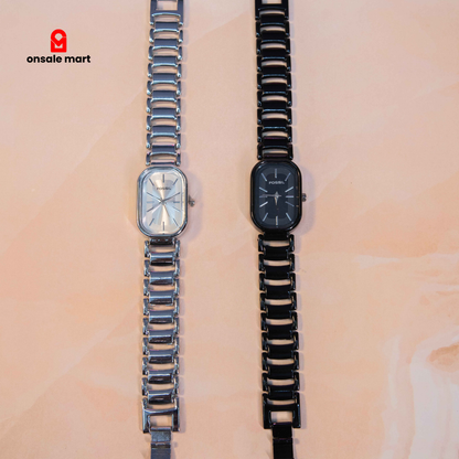 Oval Dial Metal Bracelet Watch for Women | Stylish Timepiece