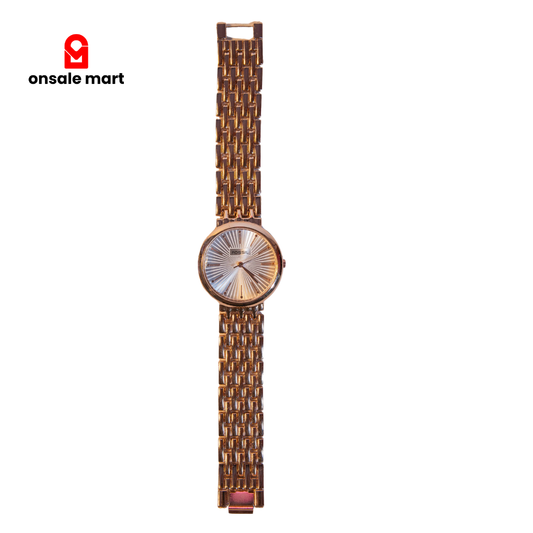 Round Dial Rose Gold Metal Bracelet Watch