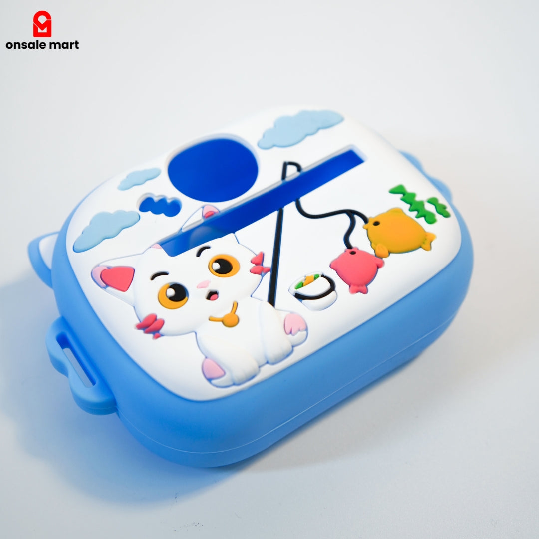 Cute cartoon camera case with cat and fishes design.