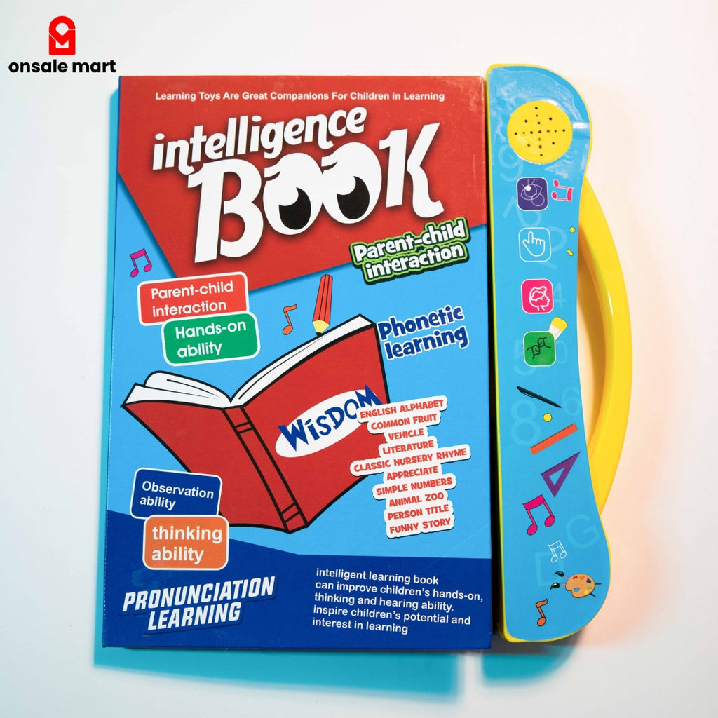 Kids interactive book front view with phonics learning and bright illustrations.