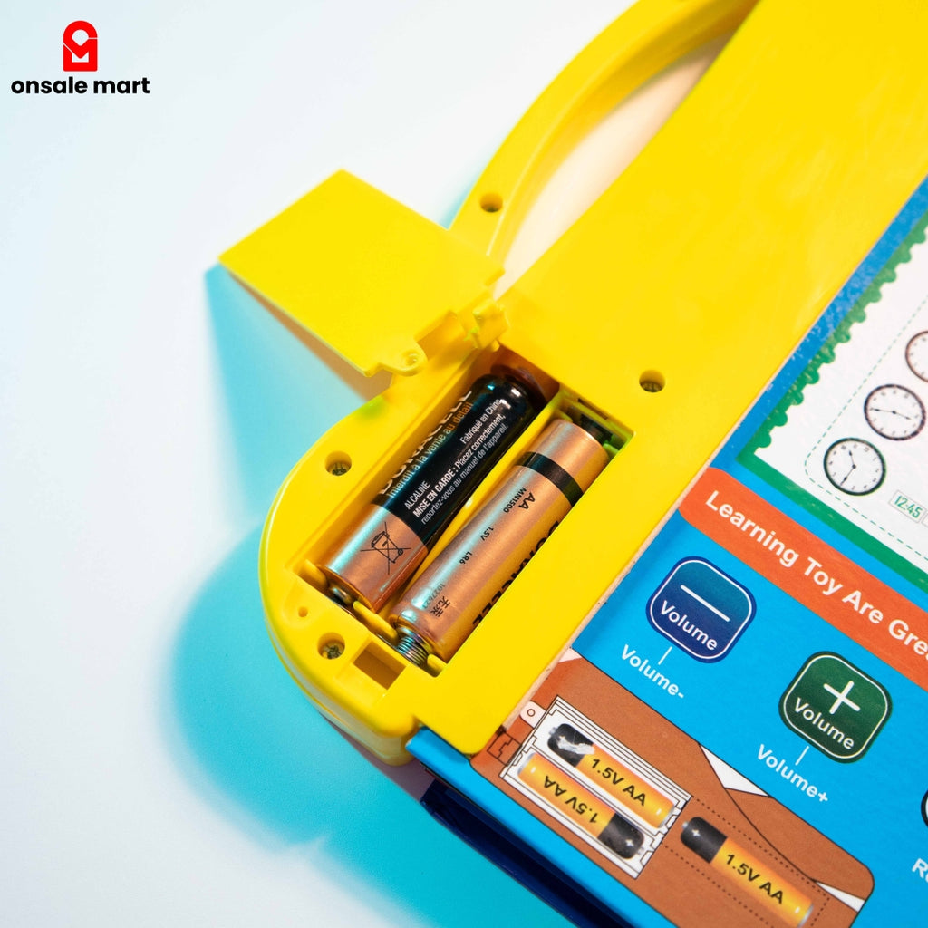 Battery compartment of intelligence interactive book powered by AA batteries.