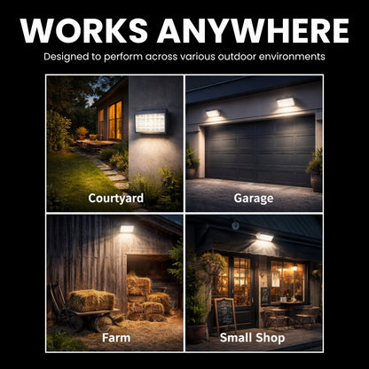 Solar LED flood light used in courtyard, garage, farm and small shop outdoor lighting applications