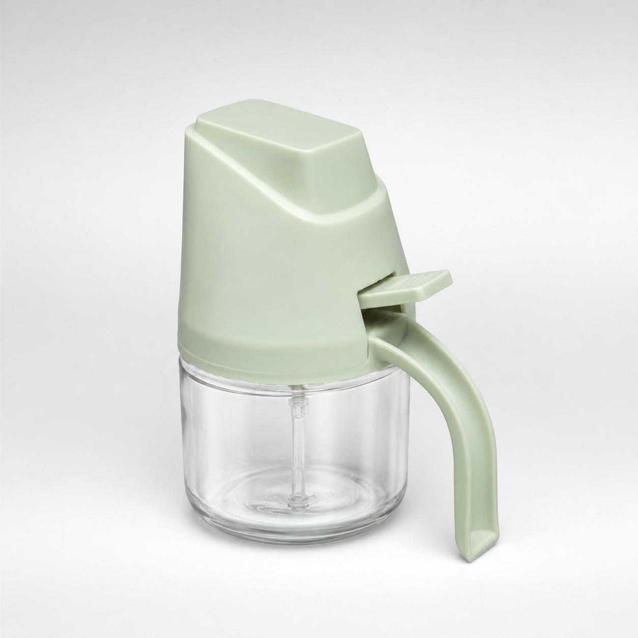 Kitchen Oil Sprayer & Dispenser with clear glass bottle and ergonomic handle, premium refillable olive oil spray bottle for cooking, air frying, baking, and salad dressing.