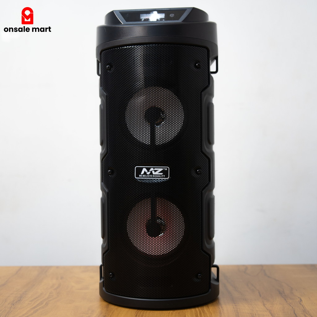 MZ portable Bluetooth speaker with mic and LED lights for parties.