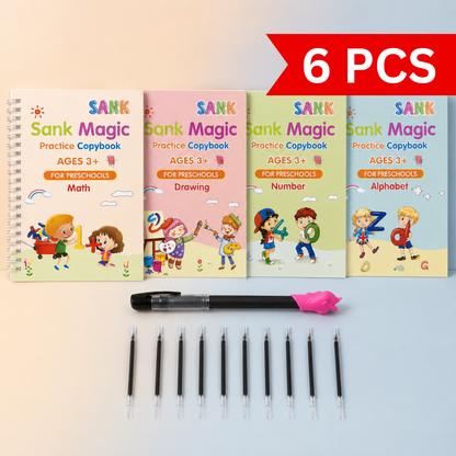 Magic Practice Copybook Set for Kids with Pen & Refills reusable handwriting learning books with disappearing ink pen and refill cartridges