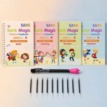 Magic Practice Copybook Set for Kids with Pen & Refills reusable handwriting learning books with disappearing ink pen and refill cartridges