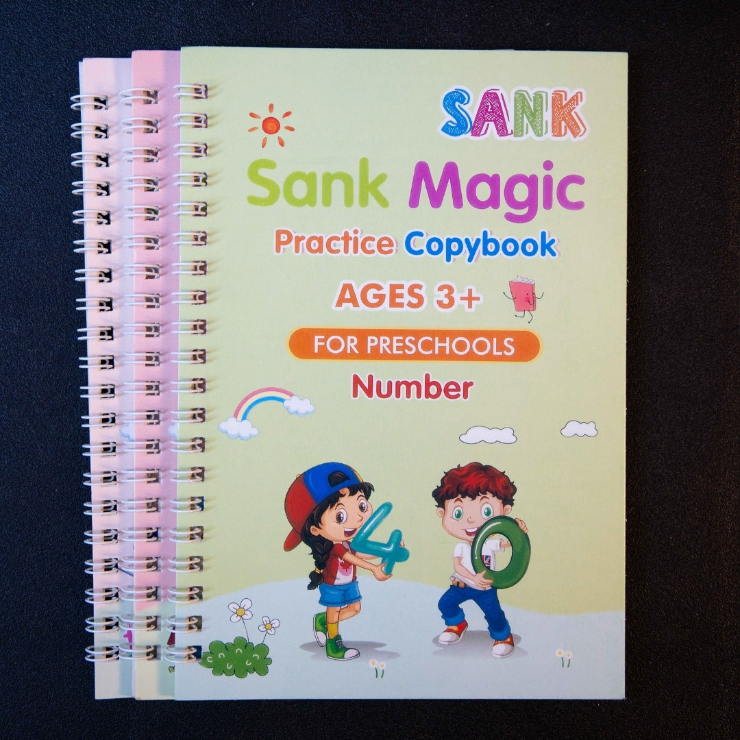 Number practice reusable magic copybook for preschool kids with guided tracing lines and handwriting improvement exercises