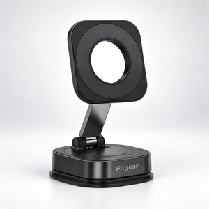 Black foldable magnetic phone stand with adjustable arm and vacuum adsorption base