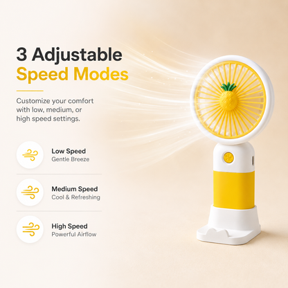 Portable Cooling Fan with 3 Adjustable Speed Modes and USB Rechargeable Battery