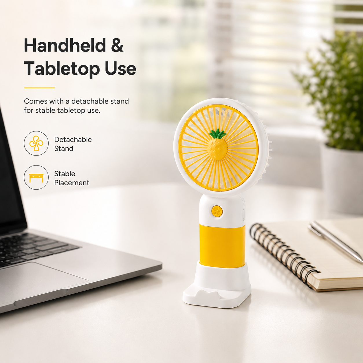 Mini Handheld Fan USB Rechargeable Portable Cooling Fan with Detachable Table Stand