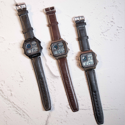 Modern Black Digital Square Watch men's retro digital wristwatch with black leather strap