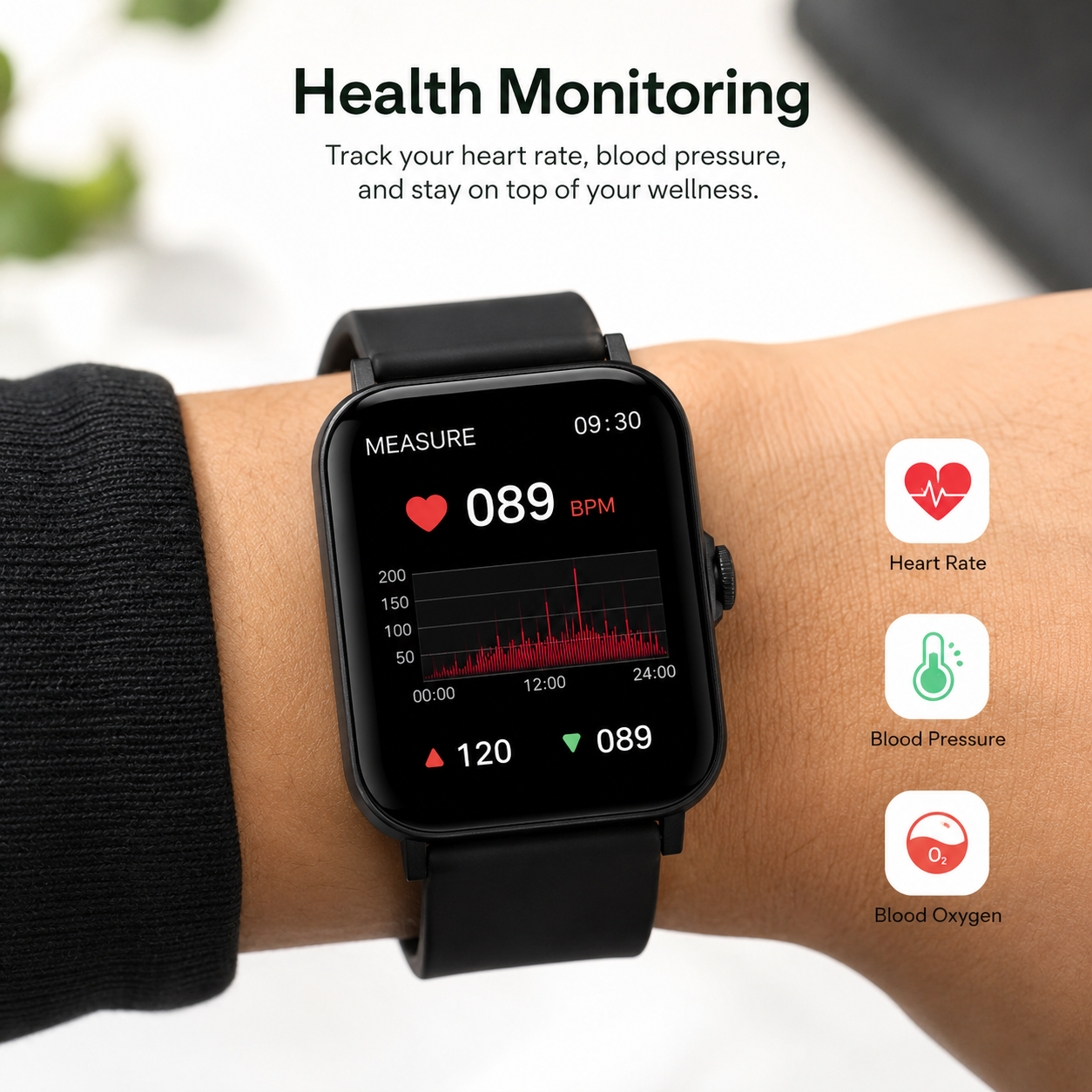 Premium Bluetooth Calling Smartwatch with HD Touch Display and Black Silicone Strap