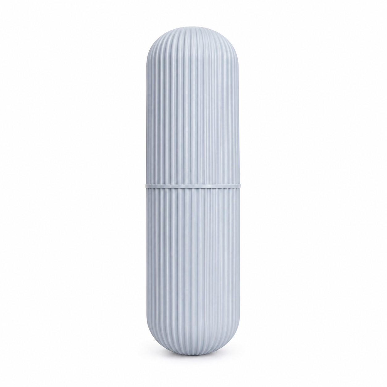 Blue ribbed travel toothbrush case, compact portable toothbrush holder with protective cover for clean and hygienic storage