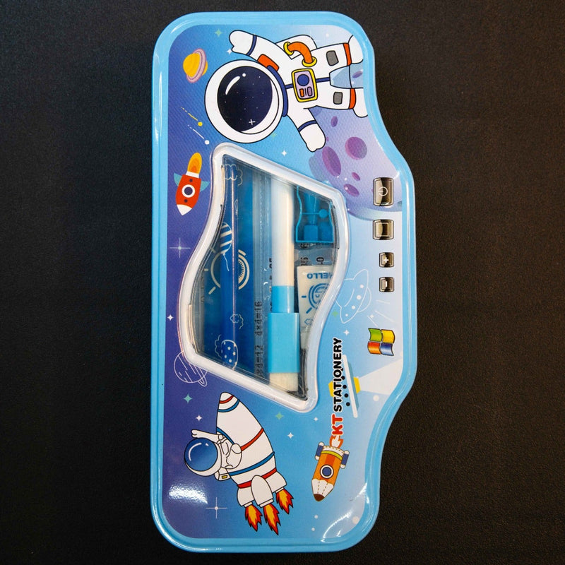 Space theme school stationery kit for kids with pencil box ruler eraser sharpener and writing pen