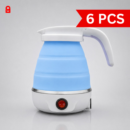 Portable Electric Kettle with Auto Shut-Off on clean white background with foldable silicone travel design