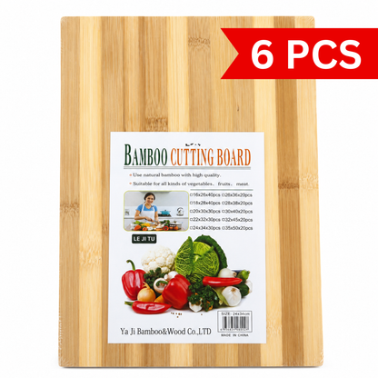 Rectangular bamboo cutting board 24x34cm with natural wood grain finish for chopping vegetables, fruits and meat