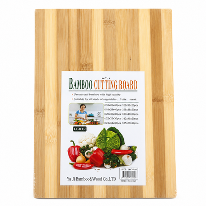 Rectangular bamboo cutting board 24x34cm with natural wood grain finish for chopping vegetables, fruits and meat