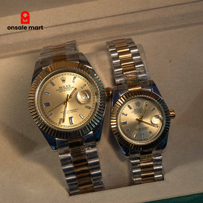 Elegant luxury two tone wrist watch with classic analog dial