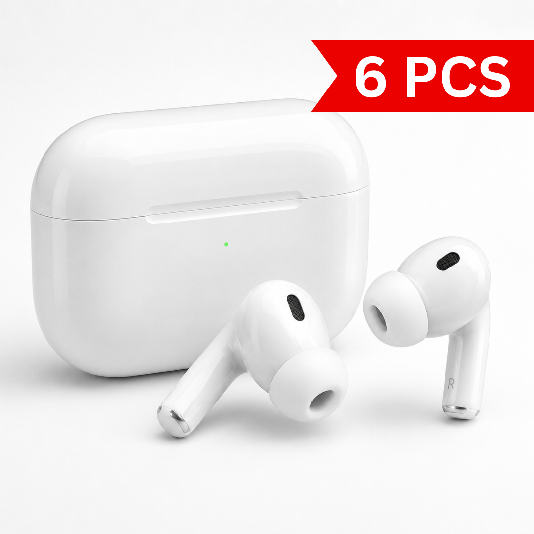 White ANC Bluetooth wireless earbuds with compact charging case, featuring an in-ear design, silicone ear tips, Bluetooth connectivity, and portable charging 